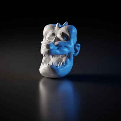 Angry roaring dragon head, open mouth, cartoonish style. symmetric geometry. sharp edges.