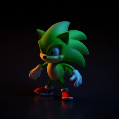 Cartoonish anthropomorphic hedgehog character.