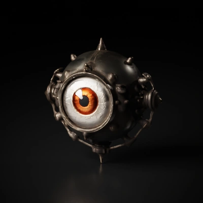 Spherical mechanical eye with spherical details.