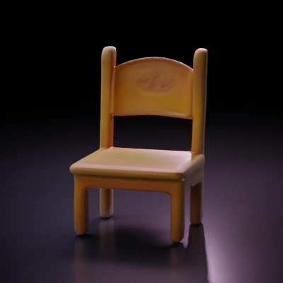 Wooden chair with solid frame, four legs.