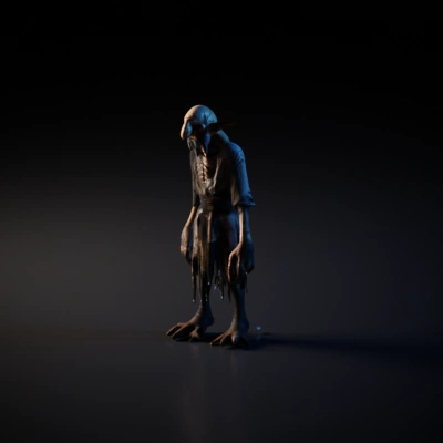 Fantasy creature, long ears, robes, humanoid.