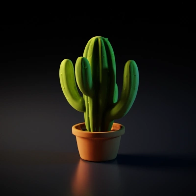 Potted cactus with multiple arms.