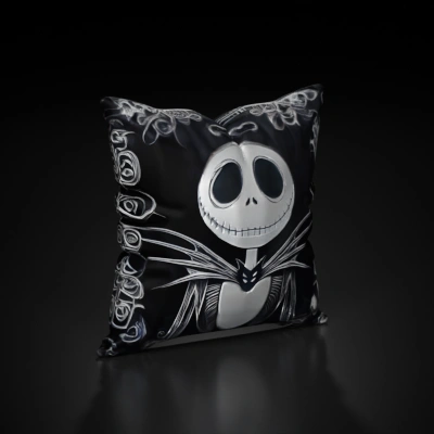 Humanoid skull-headed figure, stitched clothing design.