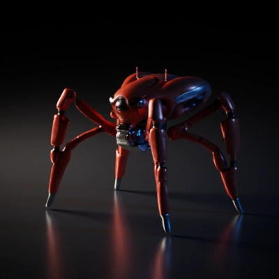 Battle-ready spider-like mech with multiple legs.