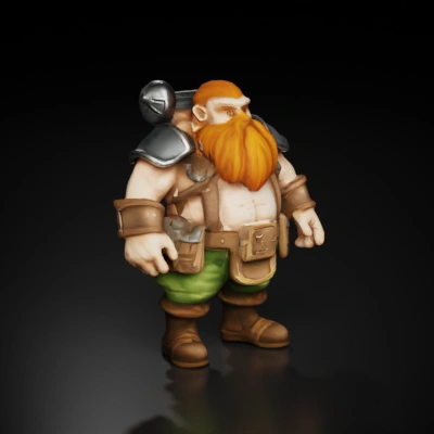 Dwarf warrior with armored gear, fantasy style character.