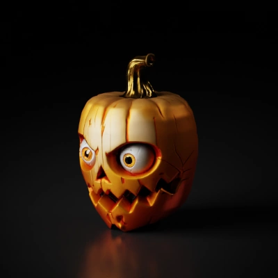 Jack-o'-lantern with exaggerated facial features.