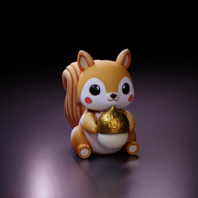 Cute cartoon squirrel with acorn.