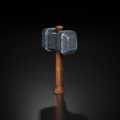 Hammer made of stone and wood.