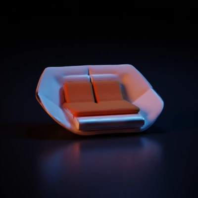 Futuristic lounge chair with a sleek design.