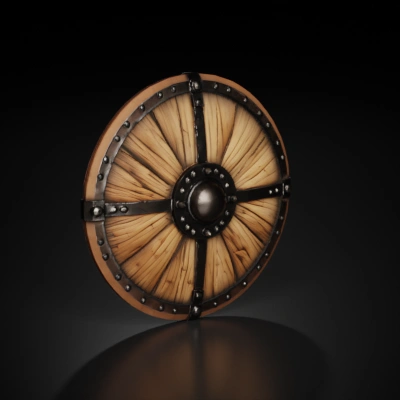 Round wooden shield.