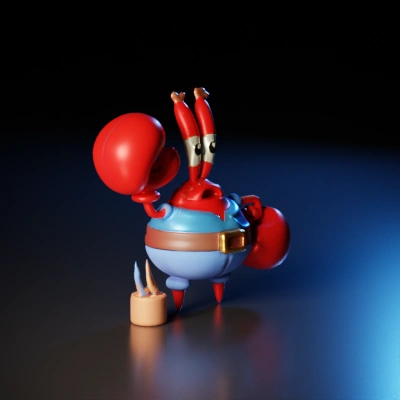 Cartoon crab character dressed like a craftsman.