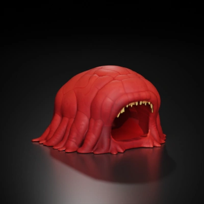 large red creature with open mouth.