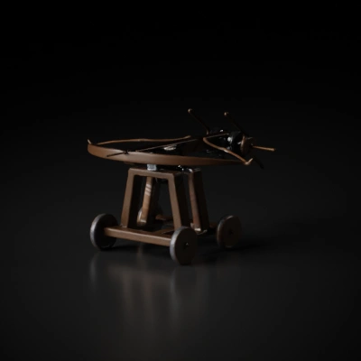 The entire crossbow cart is made of steel.
Need to have a metallic texture.