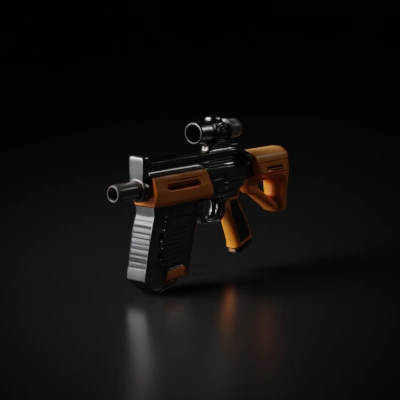 Futuristic assault rifle, tactical attachments, advanced design. no geometry gaps