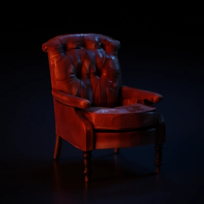 rich brown tufted leather upholstery with dark oak wood legs