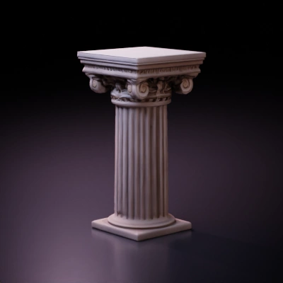 Classical column with ornate capital.