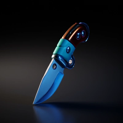 Compact folding knife with colorful handle.