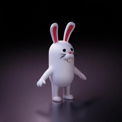 cartoon white bunny with pink ears.
