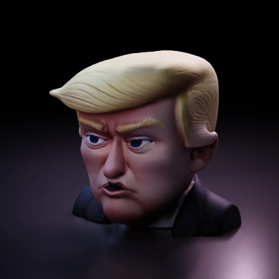 Cartoonish businessperson with suit, serious expression.