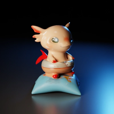 Fantasy creature figurine with big eyes.