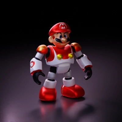 Cartoonish robot character, humanoid features.