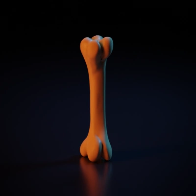 Cartoon dog bone with rounded ends, no dark areas.