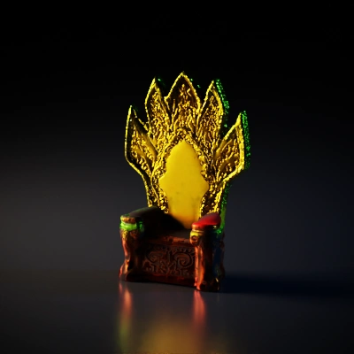 Ornate carved throne, luxurious design.