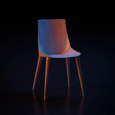 Modern chair with wooden legs.