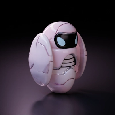 Robotic character with a sleek and futuristic design.