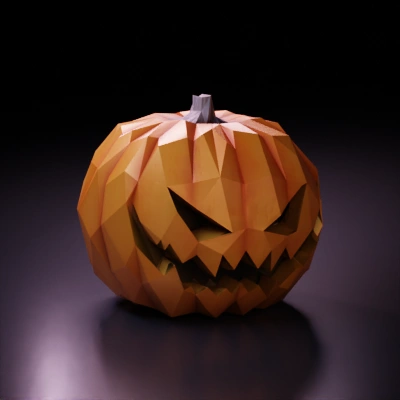 A carved Halloween pumpkin with a scary face.