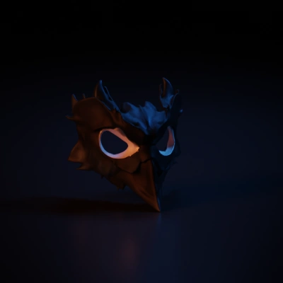 Raven-inspired ornate mask, intricate feather design.
