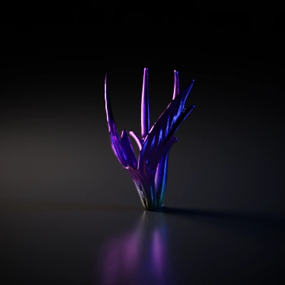 Alien plant with elongated, organic structures.