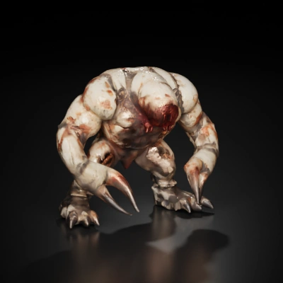 Mutated creature, massive claws, terrifying appearance. gaping mouth with sharp teeth