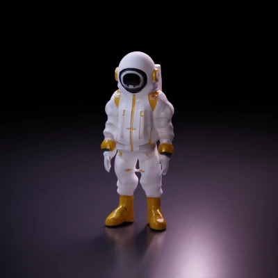 Astronaut character in a spacesuit with detailed gear.