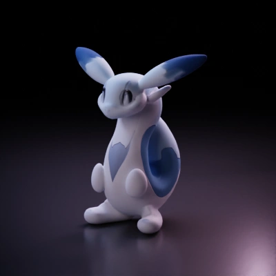 Cartoon creature with large ears, sitting pose.