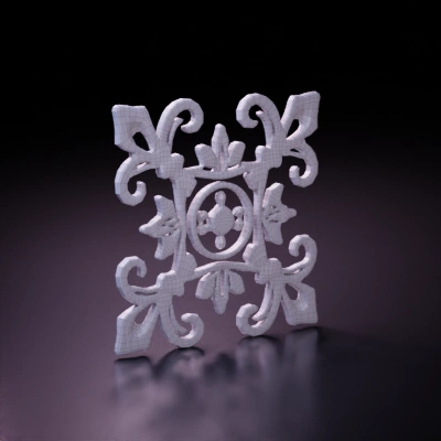 Ornate floral pattern, decorative design, symmetrical. symmetric geometry. smooth edges. complex geometry.