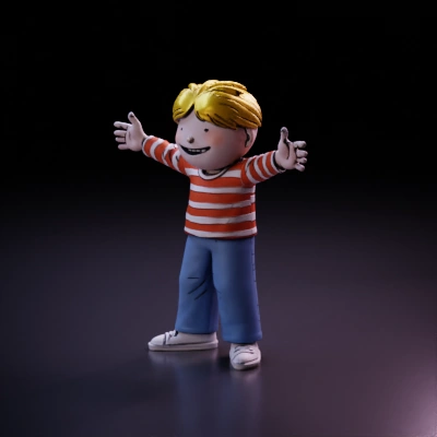 A cartoon boy.