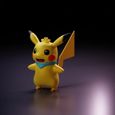 Electric mouse-like creature with pointy ears and tail. t-pose