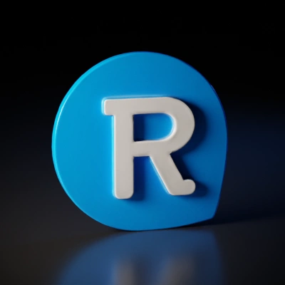 Rounded logo with bold R text.