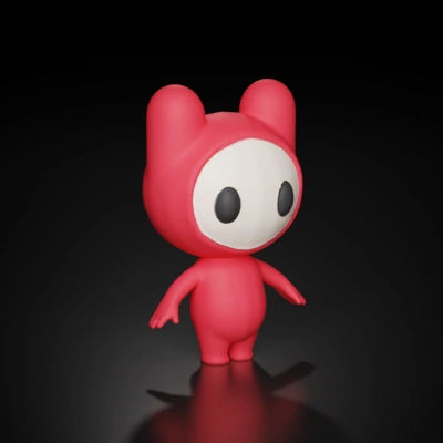 Stylized character with oversized head, minimal detail.