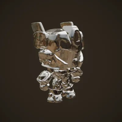 Stylized robotic mech character with bulky armor. symmetric geometry, smooth edges, complex geometry, character.