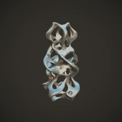 Abstract organic-shaped sculpture, intricate voids and pathways. smooth edges, complex geometry