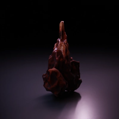 Weathered tree trunk with irregular shape.