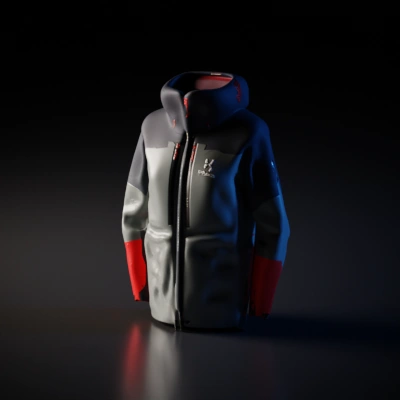 Outdoor waterproof jacket with front zipper pockets.