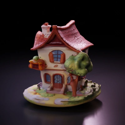 Storybook-style cozy cottage with charming details.