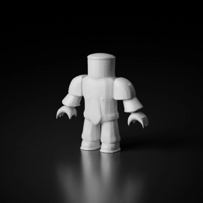 Blocky, humanoid figure, toy aesthetic. character, simple geometry, smooth edges.