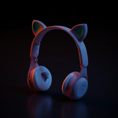 Cat ear headphones, gaming accessory.