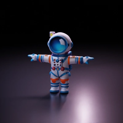 Astronaut character with technical suit and detailed equipment.