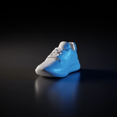 Athletic running shoe, modern design, sportswear. symmetric geometry, smooth edges, simple geometry