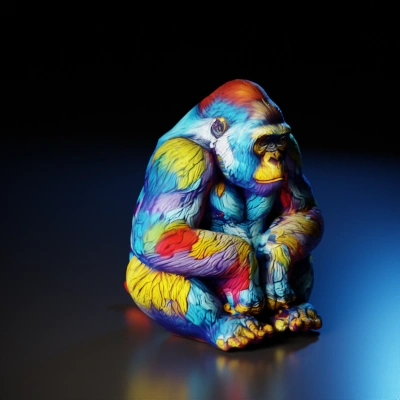 Highly detailed gorilla illustration, intricate patterns.